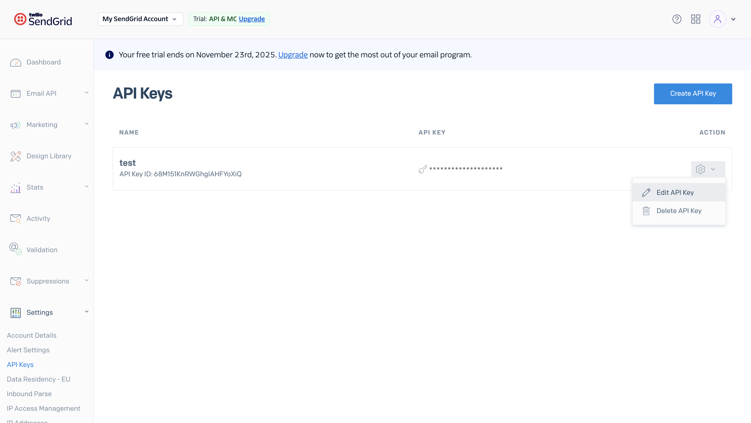 Edit existing key or creating a new one